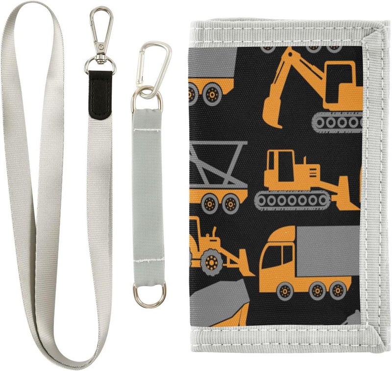 Krafig Construction Vehicle Kids Wallets for Boys Girls, Toddler Trifold Wallet for Boys, Novelty Wallet for Childrens, Coin Case Card Pocket Money Organizer for Teens Youth Men Teenager - Image 1